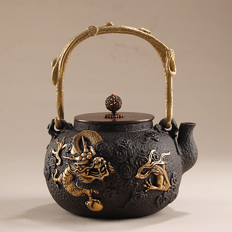 Cast Iron Corn - กาน้ำชาเหล็กหล่อ 1.2 ลิตร/กาน้ำชากงฟู่พร้อมลวดลาย, ของขวัญธุรกิจระดับไฮเอนด์, สไตล์จีนย้อนยุค, งานแฮนด์เมด,