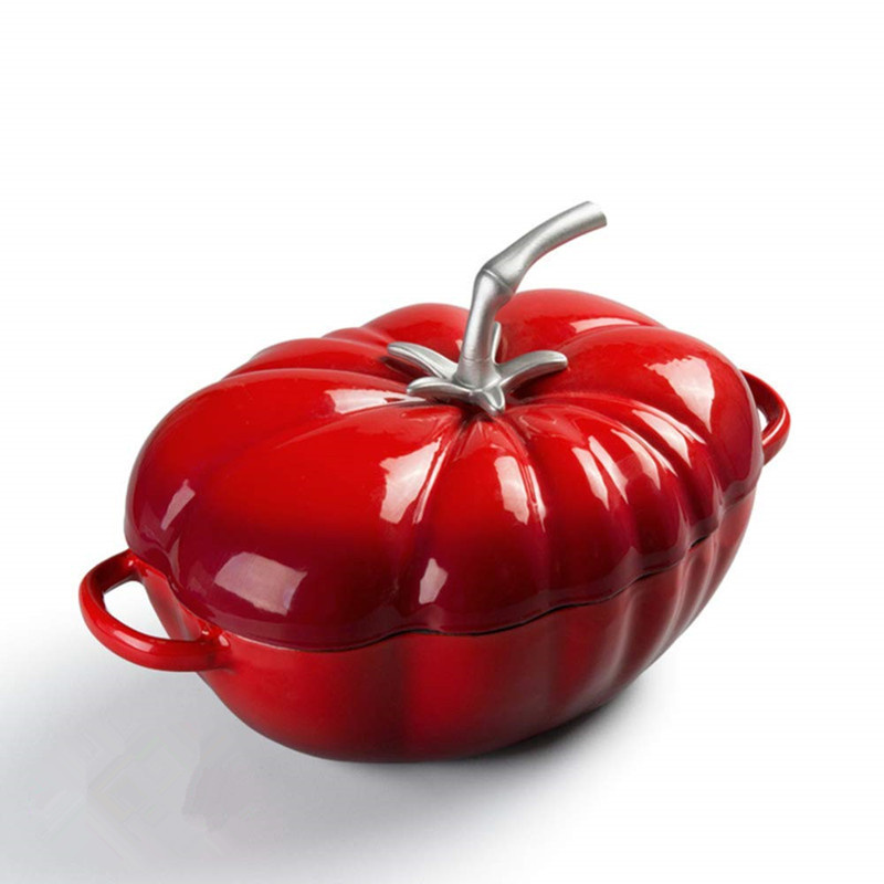 Cast Iron Corn - 25 ซม.มะเขือเทศเคลือบเหล็กหล่อภาษาดัชคําเตาอบ 2.9L หม้อสําหรับทําอาหารเนื้อสัตว์และผักใช้งานร่วมกับแหล่งความร้อนทั้งหมด