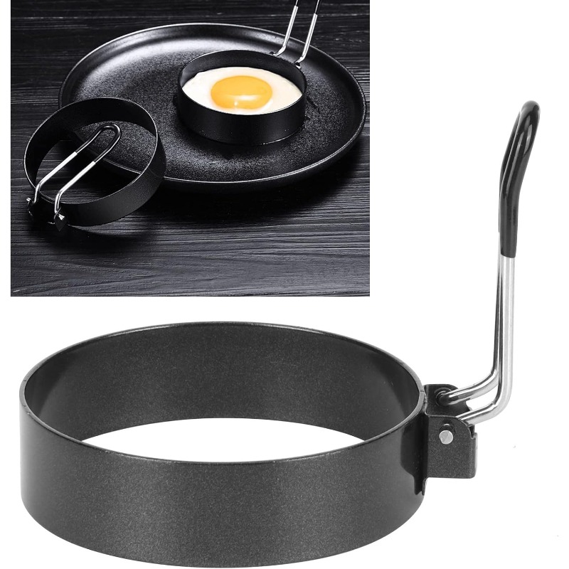Mini Pancake Griddle - แม่พิมพ์แหวนไข่สแตนเลสกระทะไม่ติดพร้อมที่จับทนความร้อนสําหรับทอดแฮมเบอร์เกอร์ทําความสะอาดง่ายเครื่องมือทําอาหารในครัว