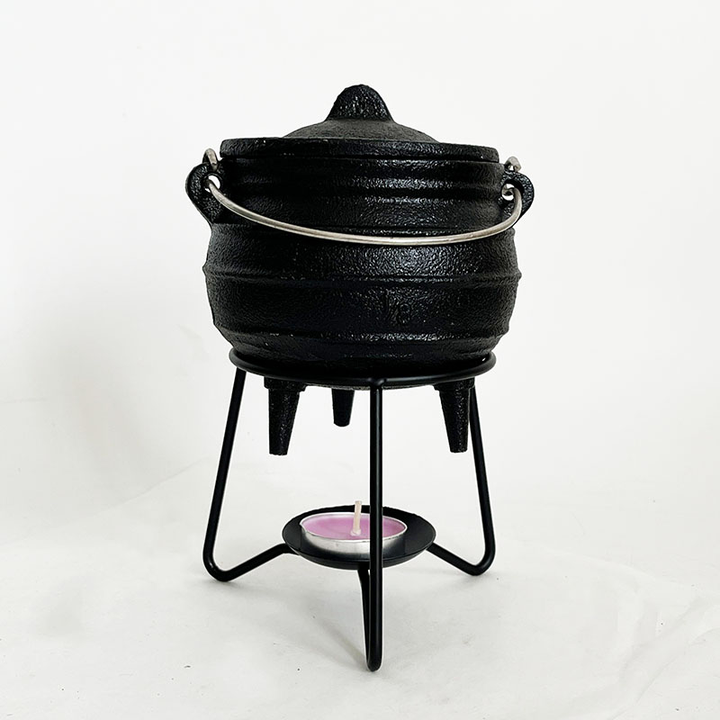 Cast Iron Corn - ขนาดกลาง 1/8 # หม้อเหล็กหล่อพร้อมที่วางโลหะ - หม้อแม่มด