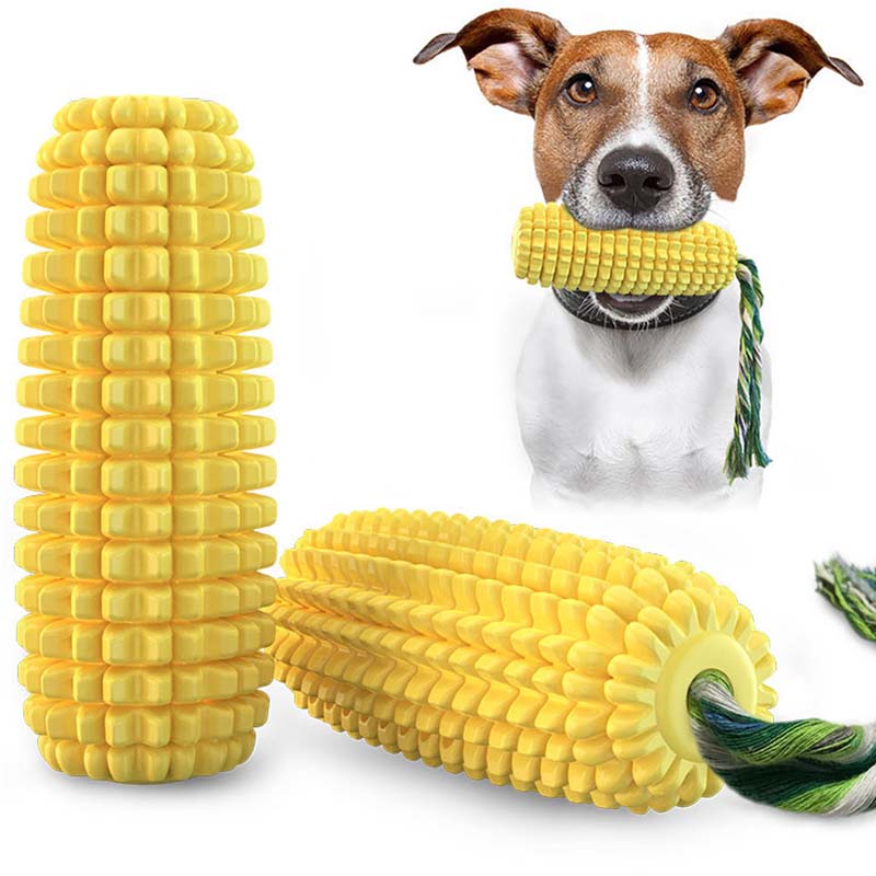 Corn Dog Stick - ของเล่นสุนัขรูปข้าวโพดมีเสียงดัง ทนทานต่อการกัด ไม้กัดฟันสำหรับสุนัข แปรงสีฟันทำความสะอาดฟัน ของเล่นสำหรับสัตว์เลี้ยง
