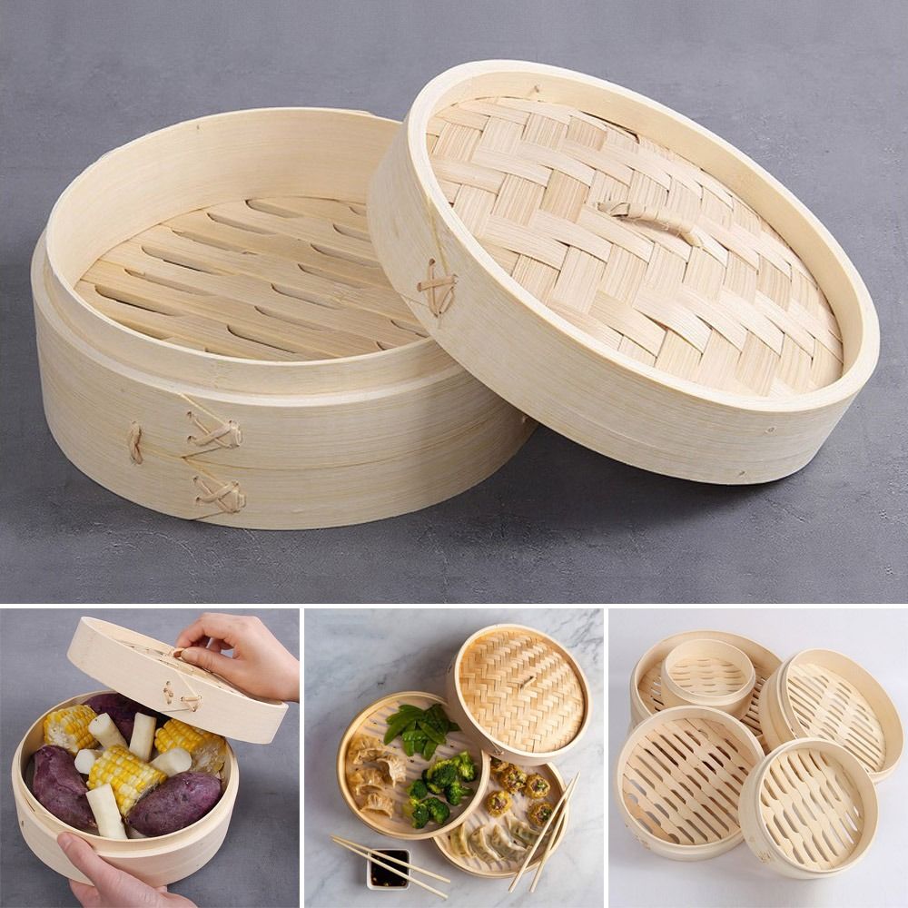 Bao Steamer Bamboo - ตะกร้า kukusan bambu พร้อมฝาปิด kukusan bambu