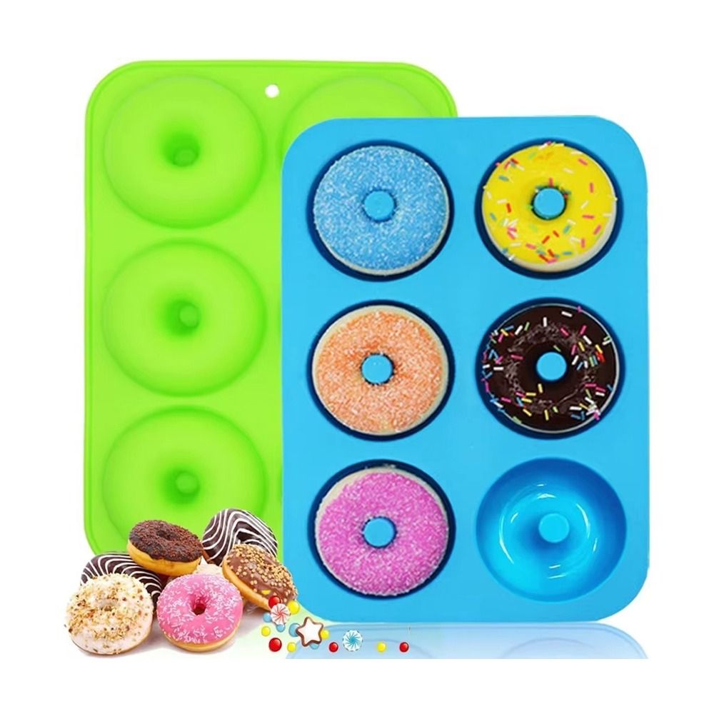 Donut Mold Silicone - แม่พิมพ์โดนัทซิลิโคนใหม่ ทนความร้อนสูง เกรดอาหาร ถาดอบซิลิโคน 6 ช่อง