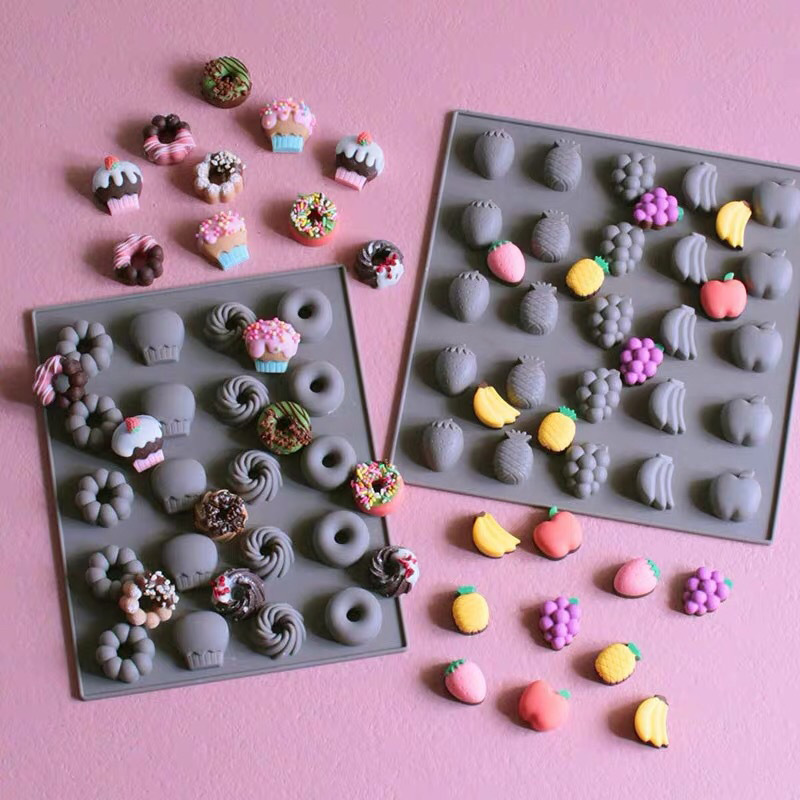 Donut Mold Silicone - แม่พิมพ์ซิลิโคนสำหรับอบช็อคโกแลตผลไม้หลากสีสันแม่พิมพ์โดนัทลูกกวาดบิสกิตเยลลี่เค้กตกแต่งงานปาร์ตี้ของขวัญถาดน้ำแข็ง