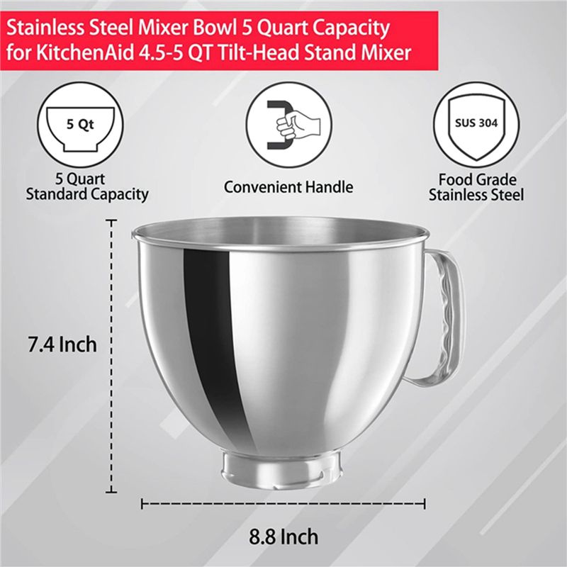 A78E ชามผสมสแตนเลส 3 ชิ้น สำหร - Kitchenaid Mixer Artisan 5Qt บทวิจารณ์และราคา